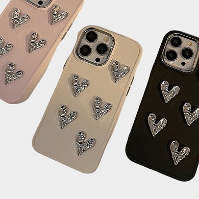 Heart Accent Phone Case with Raised Metallic Heart Details