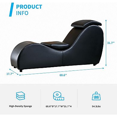 60" Yoga Chaise Lounge Chair with Adjustable Head Cushion, Small Curved Indoor