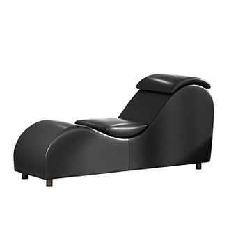 60" Yoga Chaise Lounge Chair with Adjustable Head Cushion, Small Curved Indoor