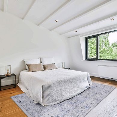 5x8ft Stain Resistant Chenille Area Rug, Non-Slip, Pet & Kid Friendly for Indoor Home Use