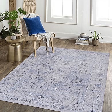 5x8ft Stain Resistant Chenille Area Rug, Non-Slip, Pet & Kid Friendly for Indoor Home Use