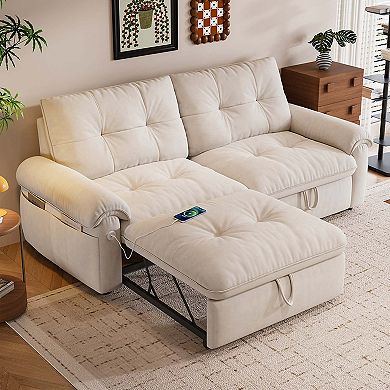 2-in-1 Multifunctional Convertible Sofa Bed with Easy Conversion Steel Frame for Apartment