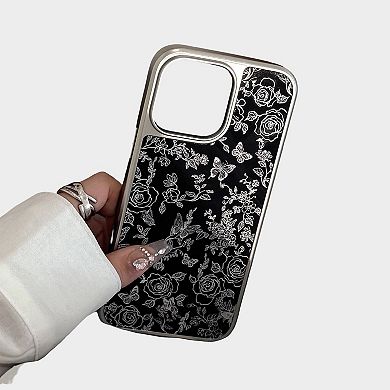 Black Floral Butterfly Line Art Phone Case