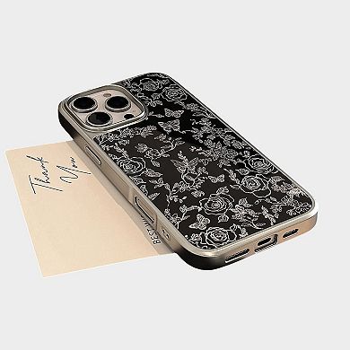 Black Floral Butterfly Line Art Phone Case