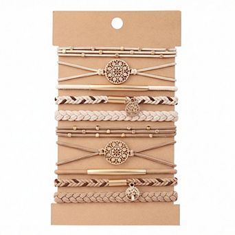10 pc Hair Ties Bracelet for Women 5 Styles Soft Braided Boho Hair Bands Elastic Hair Accessories