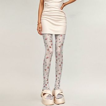 Women's Sheer Floral Print Tights with Delicate Allover Pattern