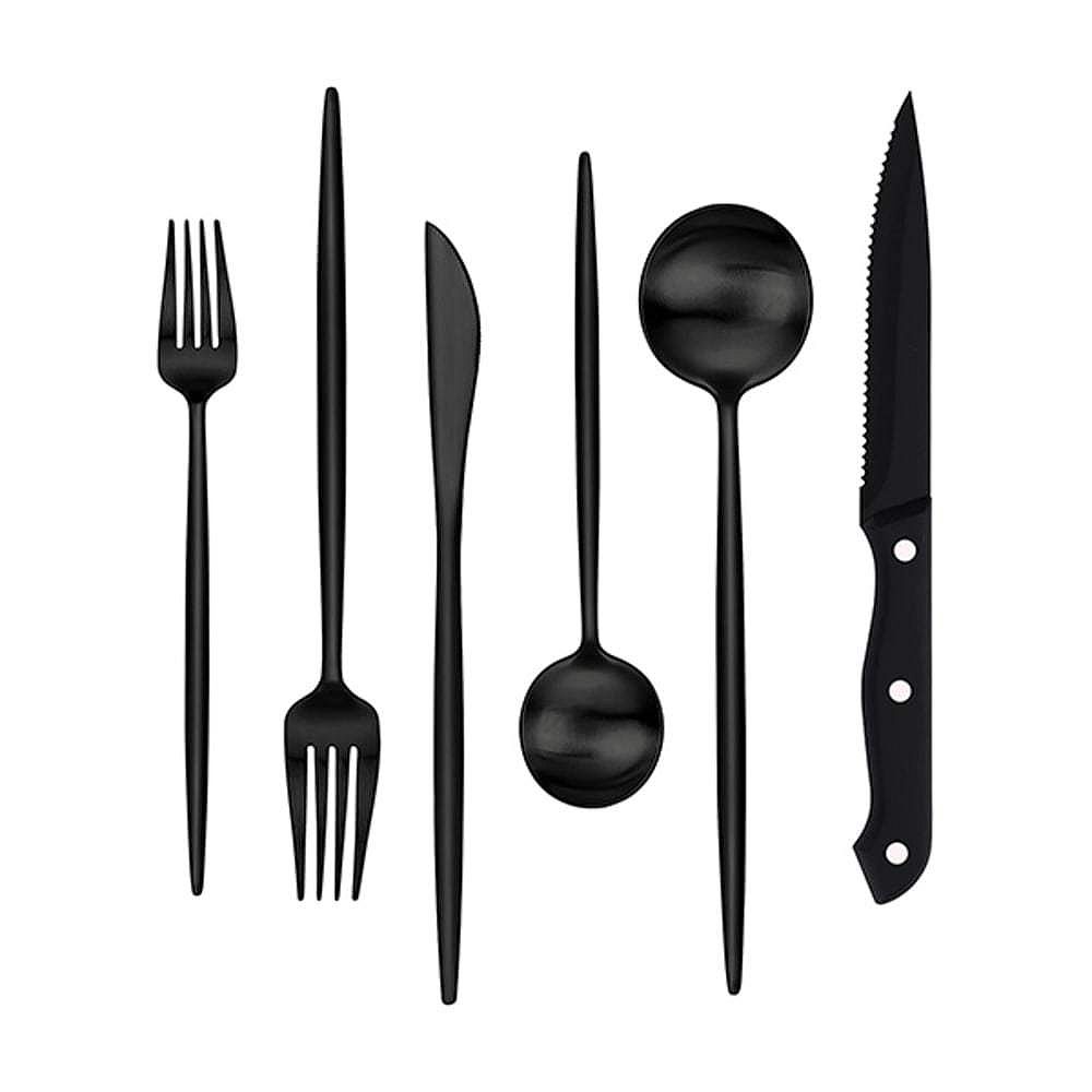 48-Piece Matte Black Cutleries