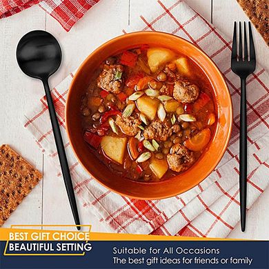 48-Piece Matte Black Cutleries