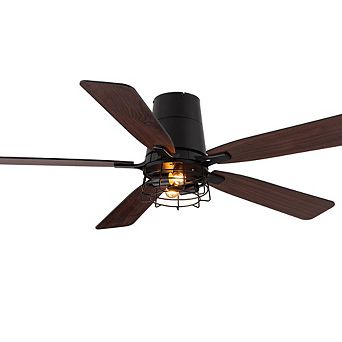 Moooni 52" Industrial Wood & Iron Ceiling Fan with Remote,2 Lights