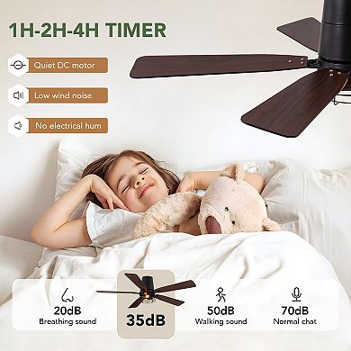 Moooni 52" Industrial Wood & Iron Ceiling Fan with Remote,2 Lights
