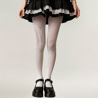 Women's Fishnet Tights with Butterfly Lace Design