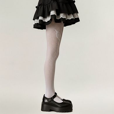 Women's Fishnet Tights with Butterfly Lace Design