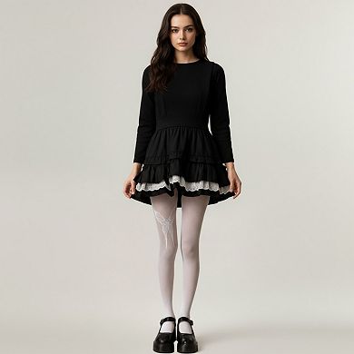 Women's Fishnet Tights with Butterfly Lace Design