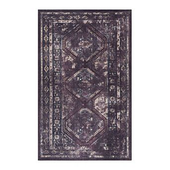 Non-Slip Chenille Area Rug 5x8ft, Machine Washable, Ideal for Family Room with Kids & Pets
