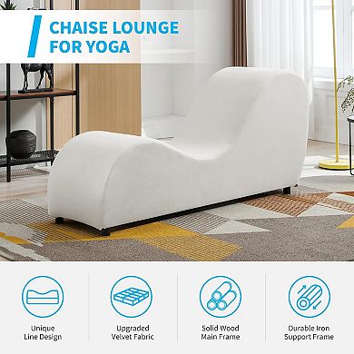 Mjkone 60.6" Velvet Yoga Chaise Lounge Chair for Stretching & Relaxation