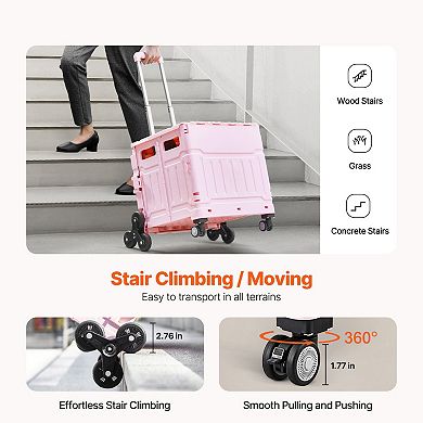 Utility Collapsible Folding Wagon Cart with Stair-Climbing Wheels