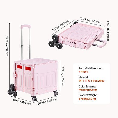 Utility Collapsible Folding Wagon Cart with Stair-Climbing Wheels