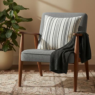 Striped Decorative Throw Pillow Cover Soft Woven Square Cushion Cover with Hidden Zipper 17.7x17.7in