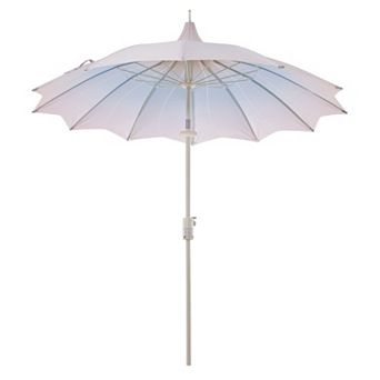 9 ft. Metal Outdoor Pagoda Market Patio Umbrella with Lights