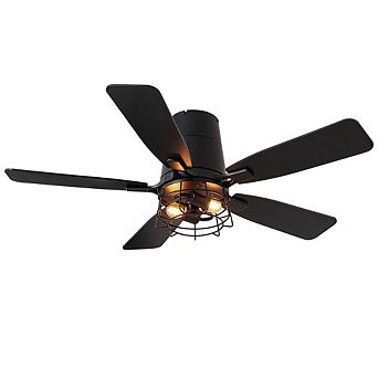 Moooni 42" Industrial Wood & Iron Ceiling Fan with Remote,3 Lights