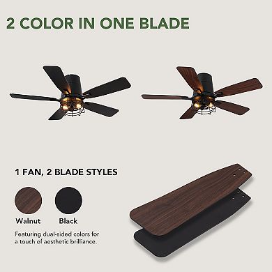 Moooni 42" Industrial Wood & Iron Ceiling Fan with Remote,3 Lights