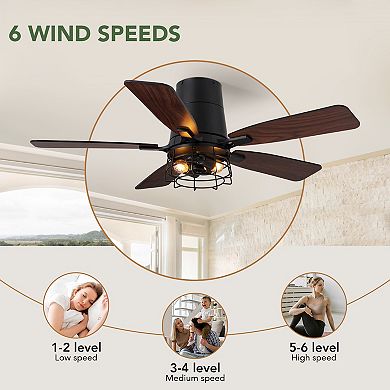Moooni 42" Industrial Wood & Iron Ceiling Fan with Remote,3 Lights