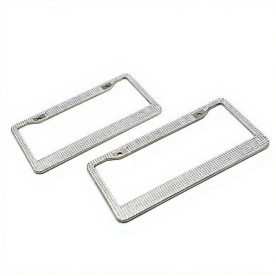 Rhinestone License Plate Frame Sparkling Crystal Metal Car Accessory 12x6.5in