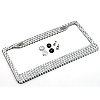 Rhinestone License Plate Frame Sparkling Crystal Metal Car Accessory 12x6.5in