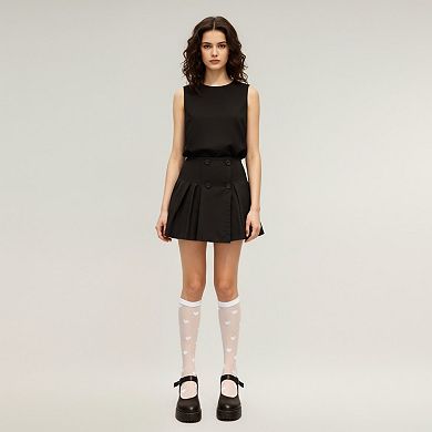 Women's Sheer Knee-High Socks with Heart Pattern Mesh Design