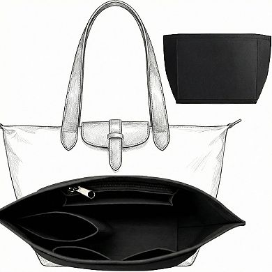 Women's Tote Bag Organizer Insert with Structured Panels and Interior Pocket