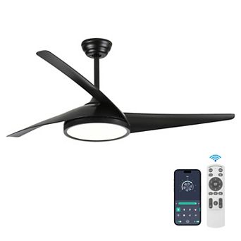 52" Modern 3 ABS Blades Flush Mount Standard Ceiling Fan with Integrated LED and Remote