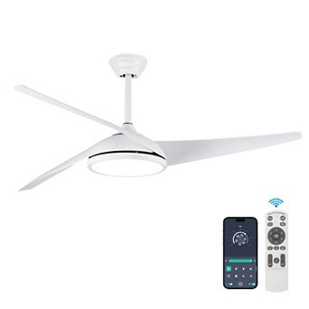 52" Modern 3 ABS Blades Flush Mount Standard Ceiling Fan with Integrated LED and Remote