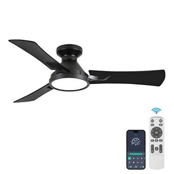 42" Modern Black 3 Plywood Blades Flush Mount Standard Ceiling Fan with Integrated LED and Remote