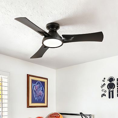 42" Modern Black 3 Plywood Blades Flush Mount Standard Ceiling Fan with Integrated LED and Remote