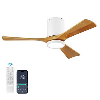 42" Modern 3 Wood Blades Flush Mount Standard Ceiling Fan with Integrated LED and Remote