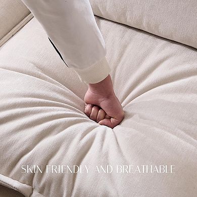 88.98" Modular L-Shaped Sectional Sofa with Storage Ottoman, 4-Seat Chenille Couch with Pillows