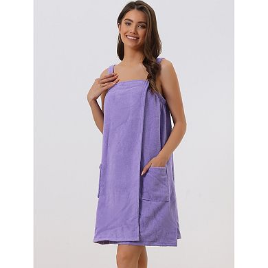 2 Packs Women's Towel Wrap Bathrobe Spa Towels Robe with Adjustable Closure for Gym Shower