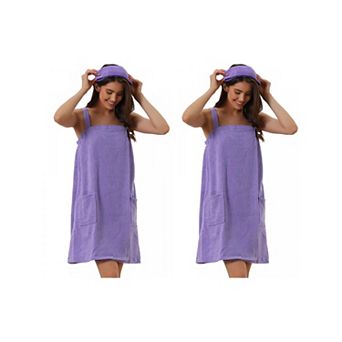 2 Packs Women's Towel Wrap Bathrobe Spa Towels Robe with Adjustable Closure for Gym Shower