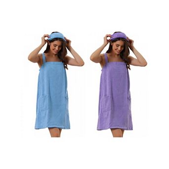 2 Packs Women's Towel Wrap Bathrobe Spa Towels Robe with Adjustable Closure for Gym Shower