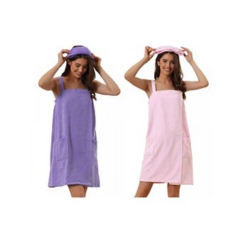 2 Packs Women's Towel Wrap Bathrobe Spa Towels Robe with Adjustable Closure for Gym Shower