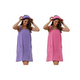 2 Packs Women's Towel Wrap Bathrobe Spa Towels Robe with Adjustable Closure for Gym Shower