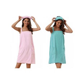 2 Packs Women's Towel Wrap Bathrobe Spa Towels Robe with Adjustable Closure for Gym Shower
