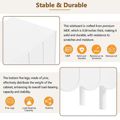 Storage Cabinet Shoe Cabinet with 5 Solid Wood Legs