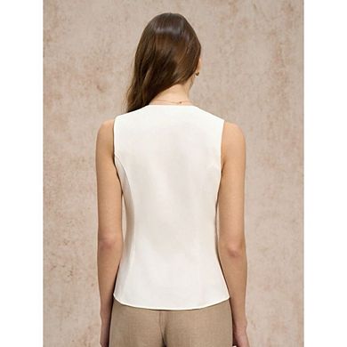 Womens Vests Top Sleeveless Blazer Suit Summer Business Casual Work Button Down Waistcoat