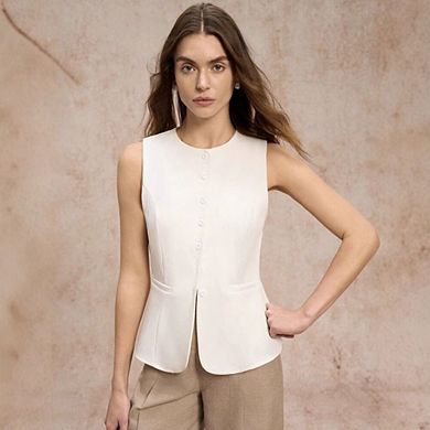 Womens Vests Top Sleeveless Blazer Suit Summer Business Casual Work Button Down Waistcoat