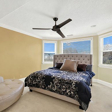 52" Modern 3 ABS Blades Flush Mount Standard Ceiling Fan with DC Moto and Remote