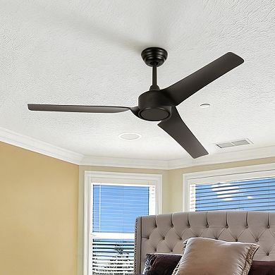 52" Modern 3 ABS Blades Flush Mount Standard Ceiling Fan with DC Moto and Remote