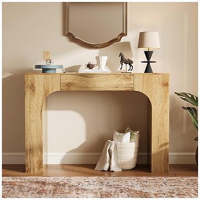 Long Console Table with Drawer, Wooden Rectangular Sofa Table Behind The Couch