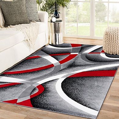 Red Gray Persian Abstract Rug