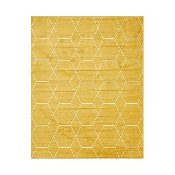 Yellow Geometric Trellis Rug